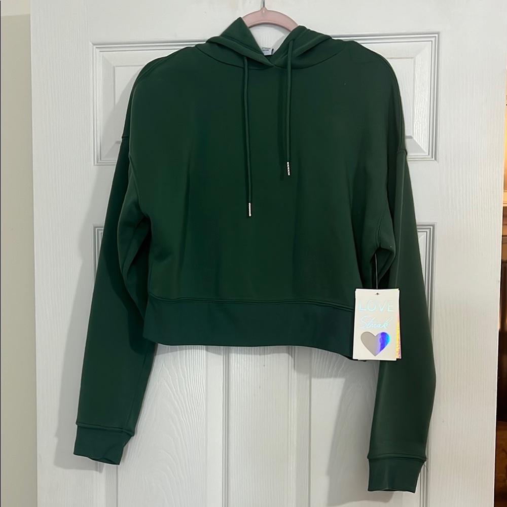 Green Cropped Pullover Hoodie